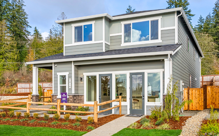 A house with a deck.